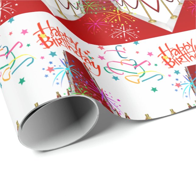 Happy Birthday Geschenk Wrapping Papier Red Tepet Geschenkpapier (Rolleneckpunkt)