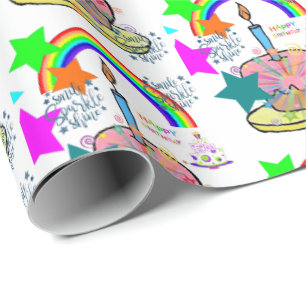Happy Birthday Geschenk Wrapping Papier Regenbogen Geschenkpapier