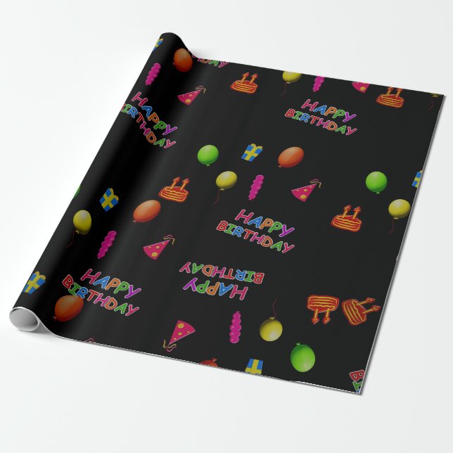 Happy Birthday Geschenkpapier (Ungerollt)