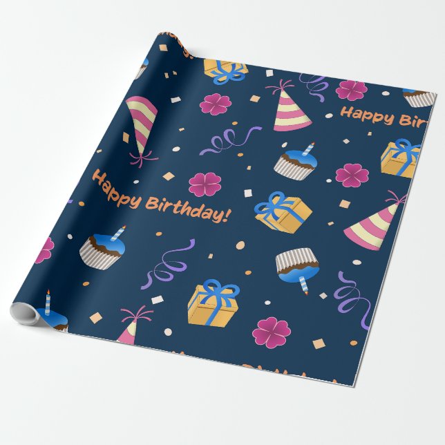 Happy Birthday Geschenkpapier (Ungerollt)