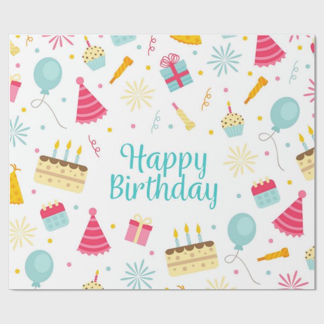 Happy Birthday Geschenkpapier (Flach)