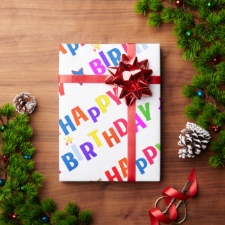 HAPPY BIRTHDAY Geschenkpapier, LUSTIG, FARBENFROH, Geschenkpapier