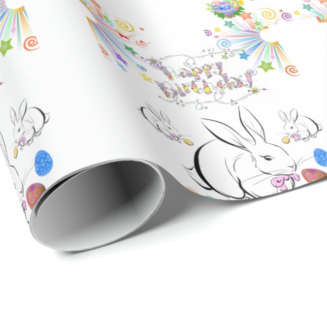 Happy Birthday Geschenkpapier Rabbit (Rolleneckpunkt)