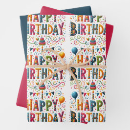 Happy Birthday Geschenkpapier Set