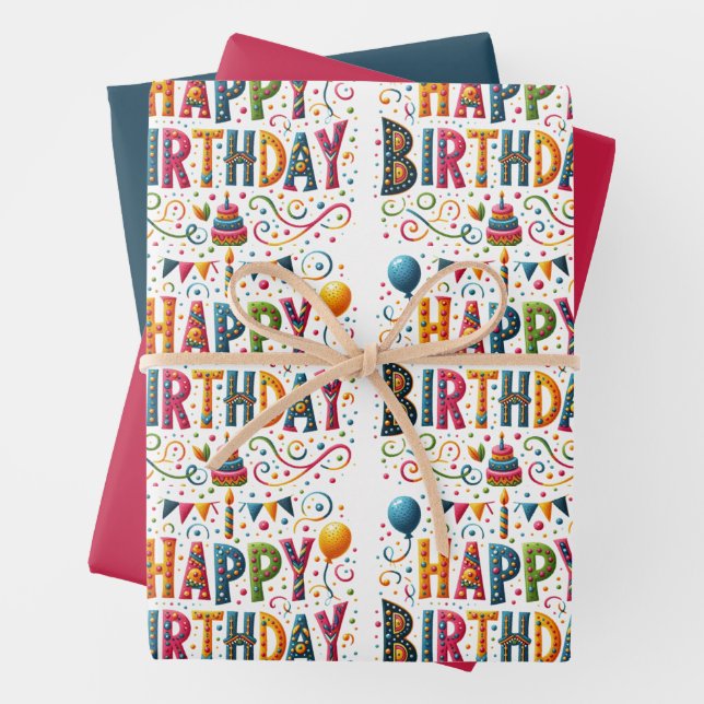 Happy Birthday Geschenkpapier Set (Beispiel)
