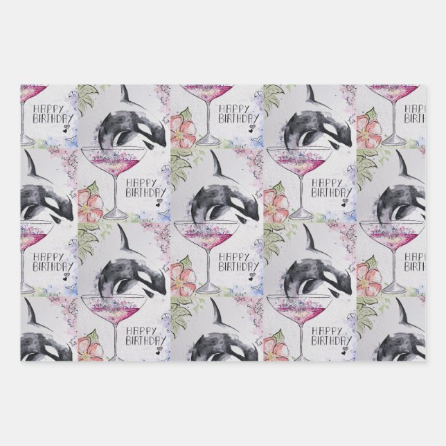 Happy Birthday Geschenkpapier Set (Vorderseite)