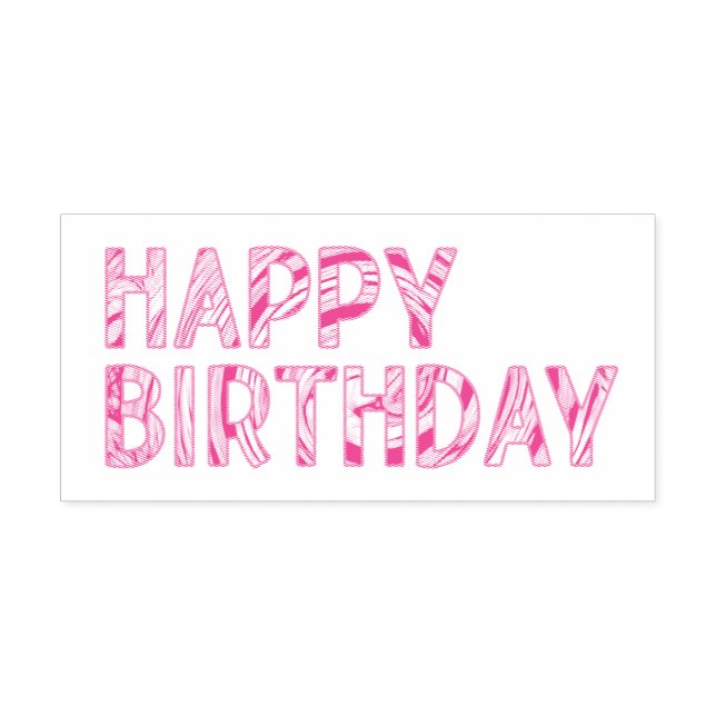 Happy Birthday gestreift Groovy Colorful Permastempel (Design)