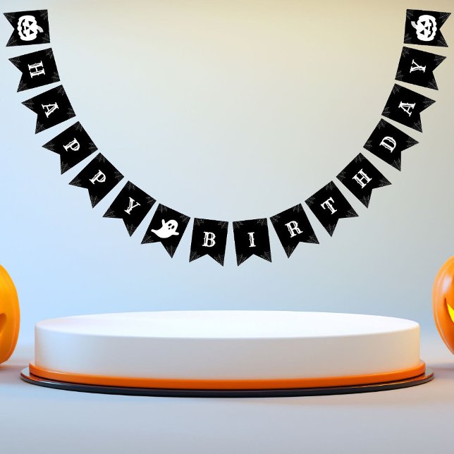 Happy Birthday Ghost-Pumpkin Halloween Wimpelkette (Von Creator hochgeladen)