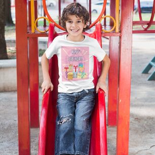 Happy Birthday Gifts On Pink T-Shirt