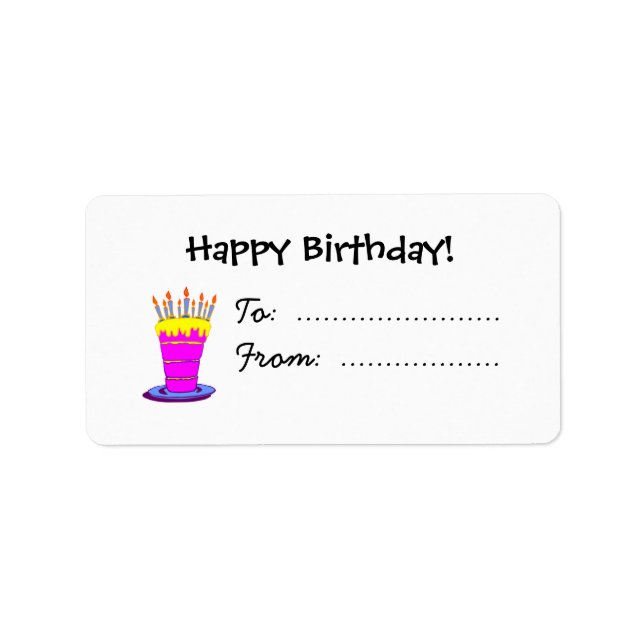 Happy Birthday Gigant Pink Cake Custom Labels Adressaufkleber (Vorne)