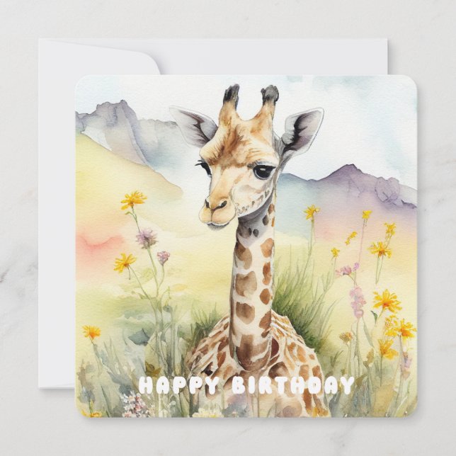 Happy Birthday Giraffe Flat Card (Vorderseite)