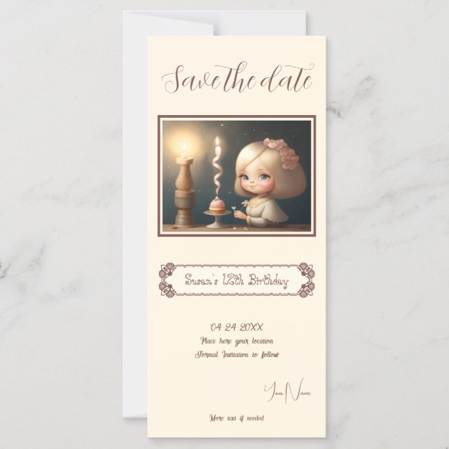 Happy Birthday Girl 01 Magneteinladung (Vorderseite)