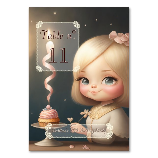 Happy Birthday Girl 01 Tischnummer (Vorderseite)