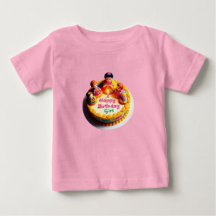 "Happy Birthday Girl" Baby-Feinjersey-T-Shirt mit Baby T-shirt