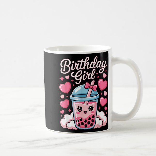 Happy Birthday Girl Cute Nk Bow Bubble Boba Tea An Kaffeetasse (Rechts)