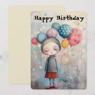 Happy Birthday Girl mit Balloons Feiertagskarte