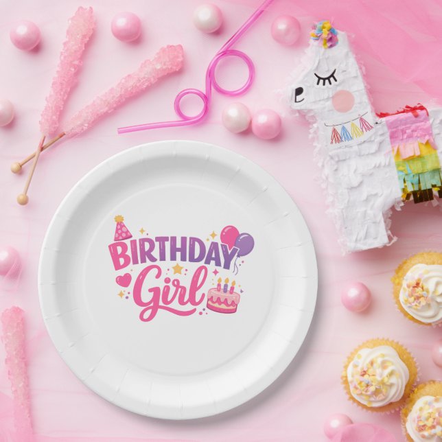 Happy Birthday Girl Party Plate Birthday Plate Kid Pappteller (Party)