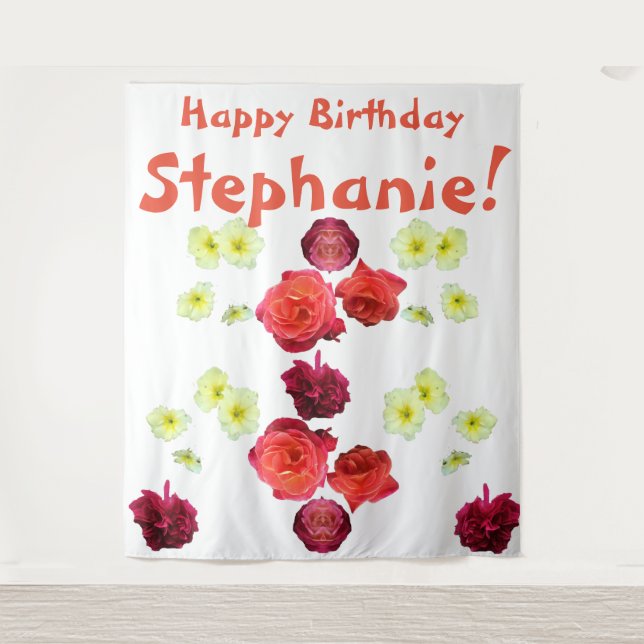 Happy Birthday Girl Stephanie Dame Wandteppich (Vorderseite)