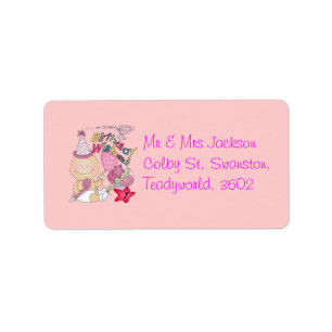 Happy Birthday Girl wünscht 1 Jahr alt Adressaufkleber