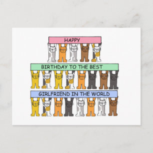 Happy Birthday Girlfriend Cartoon Cats Postkarte