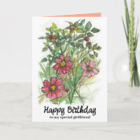 Happy Birthday Girlfriend Pink Cosmos Wildblumen