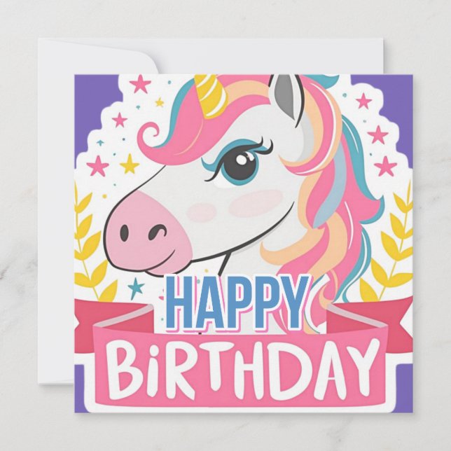 Happy Birthday Girls Bday Unicorn Individuelle Nam (Vorderseite)
