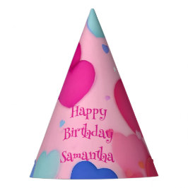 Happy Birthday Girly Pink Hearts Partyhütchen