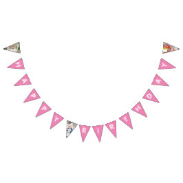 Happy Birthday Girly Pink Töchter Foto Wimpelkette