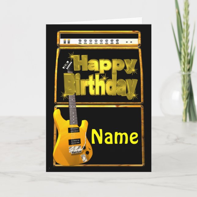 Happy Birthday Gitarren mit dem Zusatz Name Karte (Vorderseite)