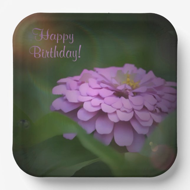 Happy Birthday Glows Zinnia Pappteller (Vorderseite)