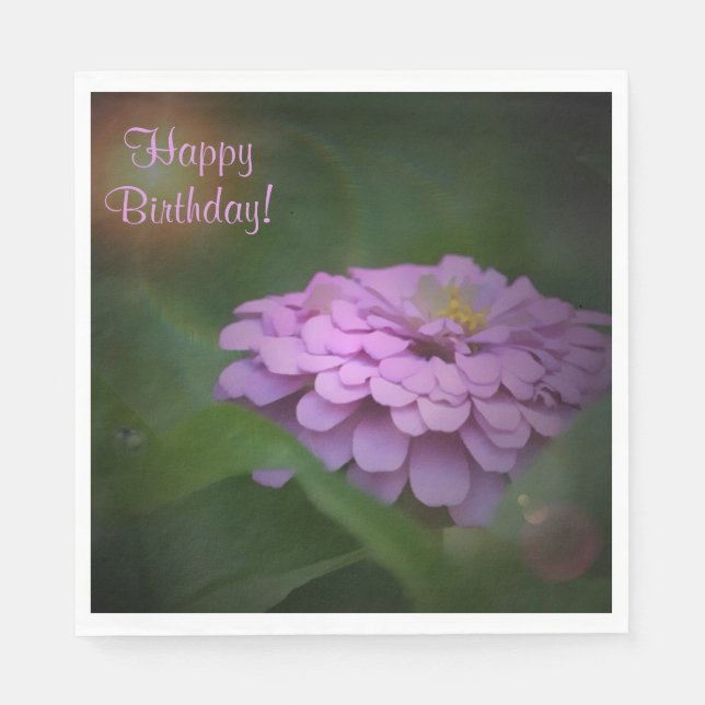 Happy Birthday Glows Zinnia Serviette (Vorderseite)