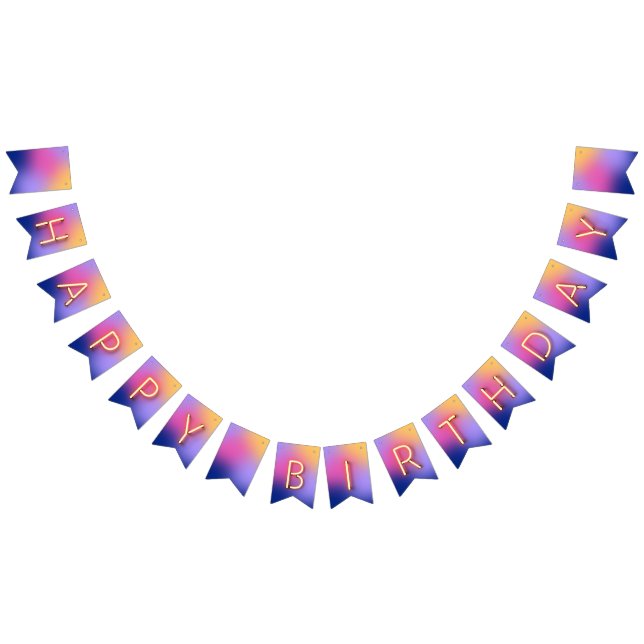 Happy Birthday Glühende Neon Lights Rainbow Blend Wimpelkette (Alle)