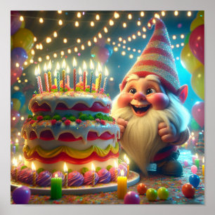 Happy Birthday Gnome Poster