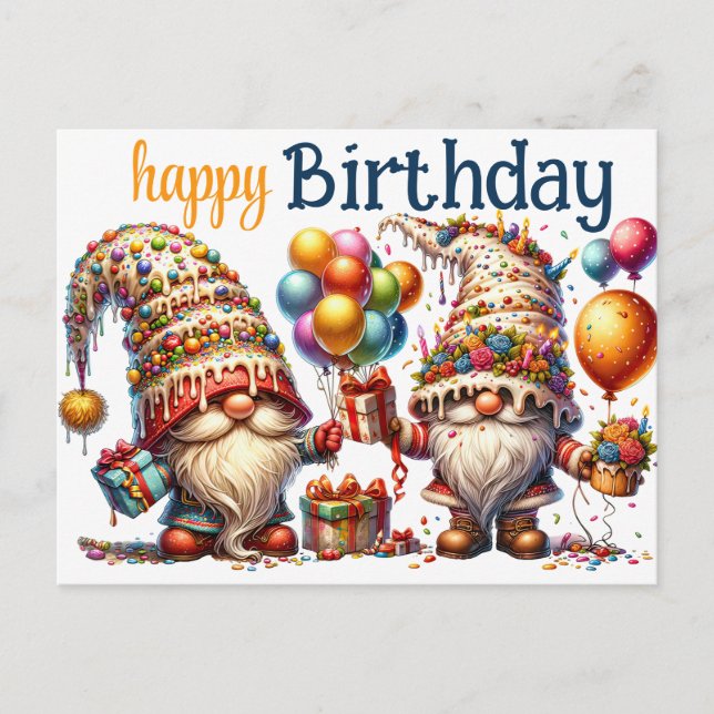 Happy Birthday Gnomes Postkarte