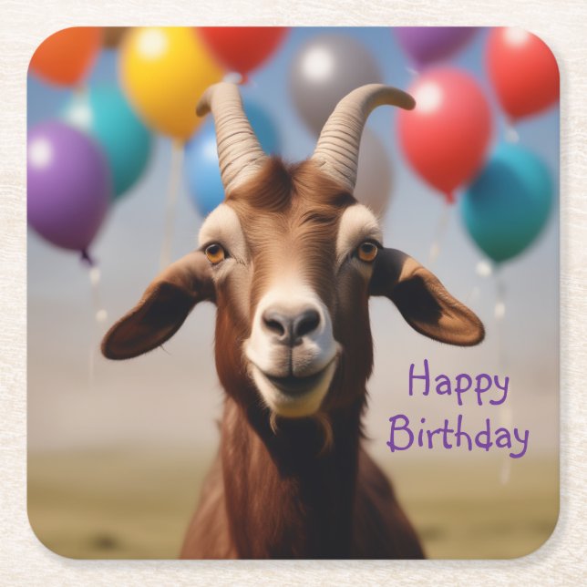 Happy Birthday Goat Rechteckiger Pappuntersetzer (Vorderseite)