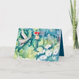 Happy Birthday God Bless You Hummingbird Flowers Karte