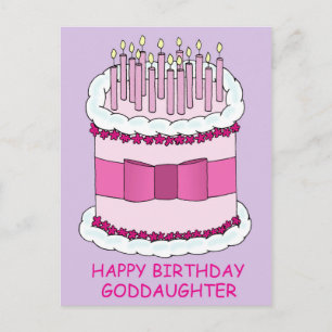 Happy Birthday Godtochter Cake und Candles Postkarte