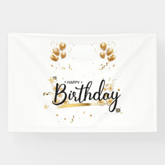 Happy Birthday Gold 4x6 Vinyl Banner