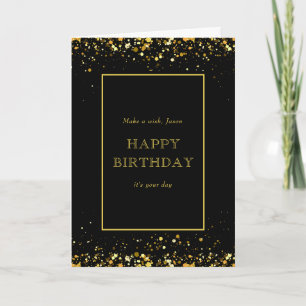 Happy Birthday Gold Black Glitzer auf seine Karte