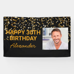 Happy Birthday Gold Confetti Foto jedes Jahr indiv Banner