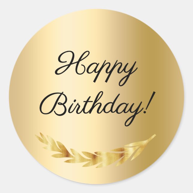 Happy Birthday Gold decor Runder Aufkleber (Vorderseite)