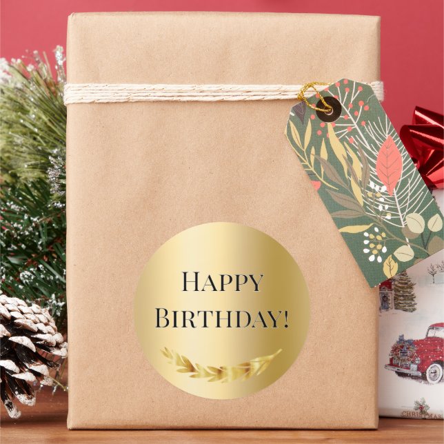Happy Birthday Gold decor Runder Aufkleber (Feiertag)