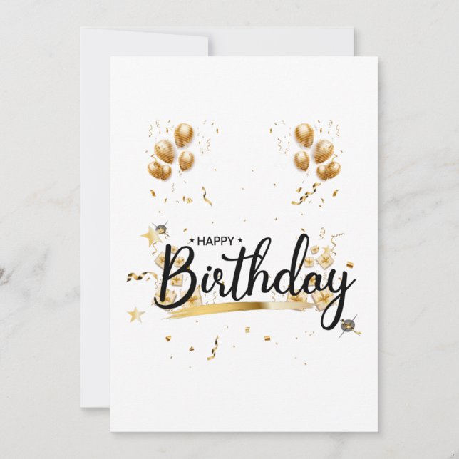 Happy Birthday Gold Einladung (Vorderseite)