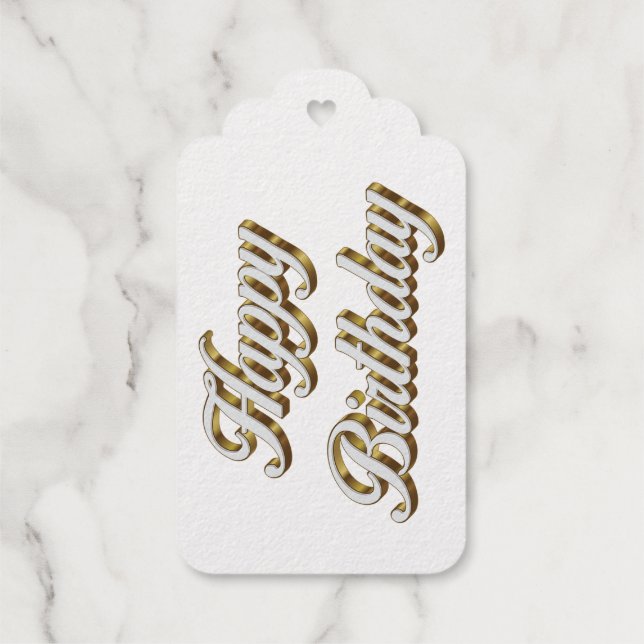Happy Birthday Gold Elegante Typografie Geschenkanhänger (Rückseite)