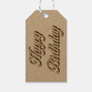 Happy Birthday Gold Elegante Typografie Geschenkanhänger