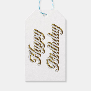 Happy Birthday Gold Elegante Typografie Geschenkanhänger