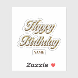 Happy Birthday Gold Elegante Typografie Geschenkta Aufkleber