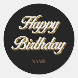 Happy Birthday Gold Elegante Typografie Geschenkta Runder Aufkleber