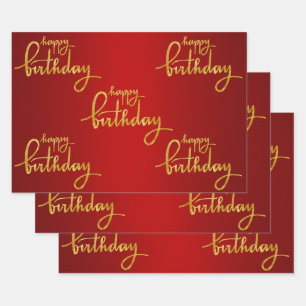 Happy Birthday Gold Foil Geschenkpapier Set