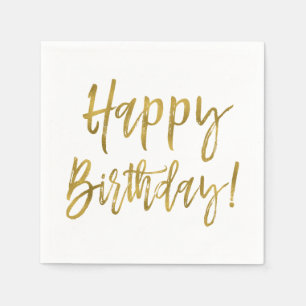 Happy Birthday Gold Foil Napkins Serviette
